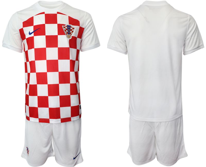 Men 2022 World Cup National Team Croatia home white blank Soccer Jersey->rome jersey->Soccer Club Jersey